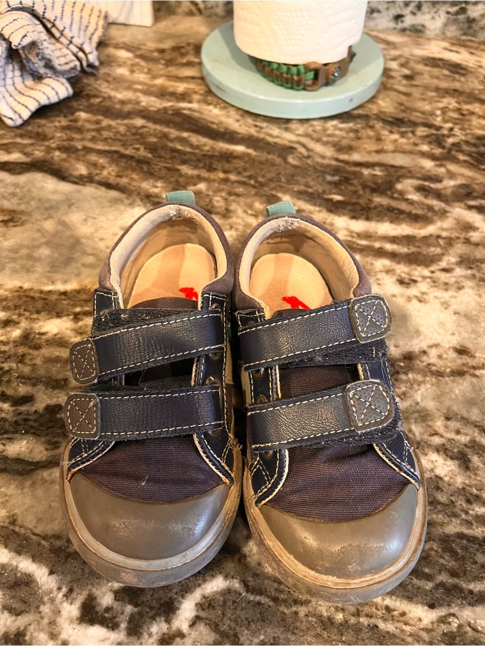 See Kai Run Navy and Gray Double Strap Kids Sneakers